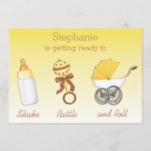 Shake Rattle Roll Neutral Gender Baby Shower Invitation