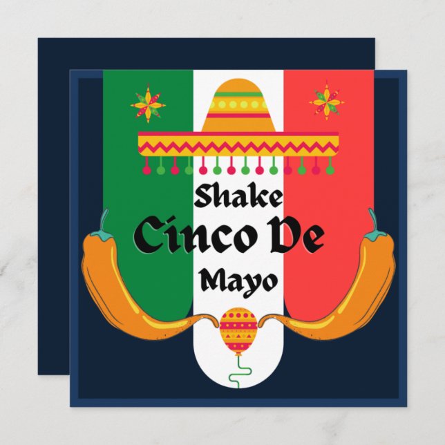 Shake Shake Shake Cinco De Mayo Party  Holiday Card (Front/Back)
