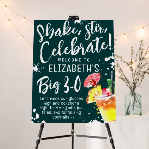 Shake Stir Celebrate Fun Cocktail Birthday Foam Board