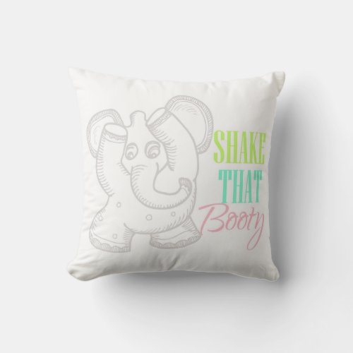 Shake That Booty Dancing Elephant Pillow