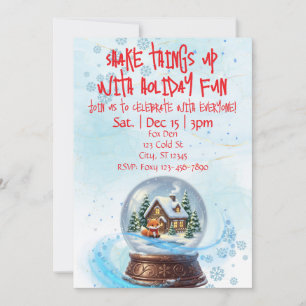 Shake Things Up Holiday Fun, Snow Globe Fox Invitation