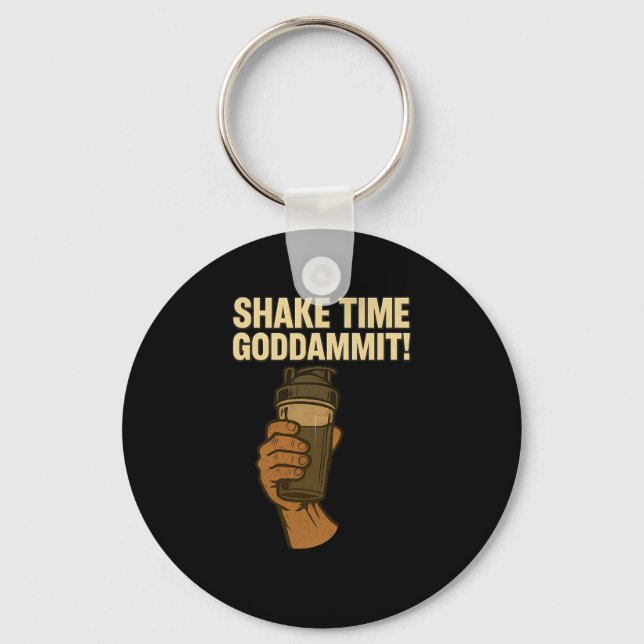 Shake Time - Funny Bodybuilding Gym – Protein Shak Keychain (Front)