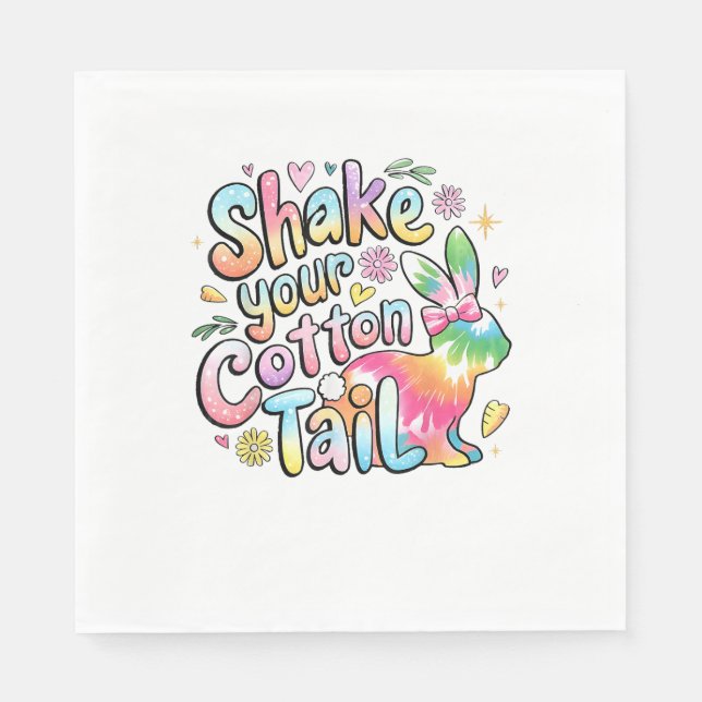 Shake Your Cotton Tail Funny Retro Easter Bunny Ki Napkins (Front)