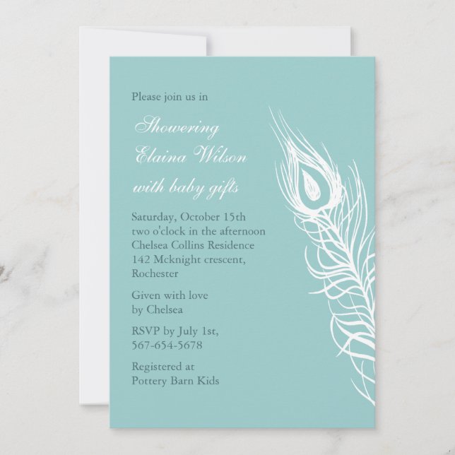 Shake your Tail Feathers Baby Shower Invite (turq) (Front)