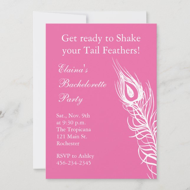 Shake your Tail Feathers Bachelorette (fuchsia) Invitation (Front)