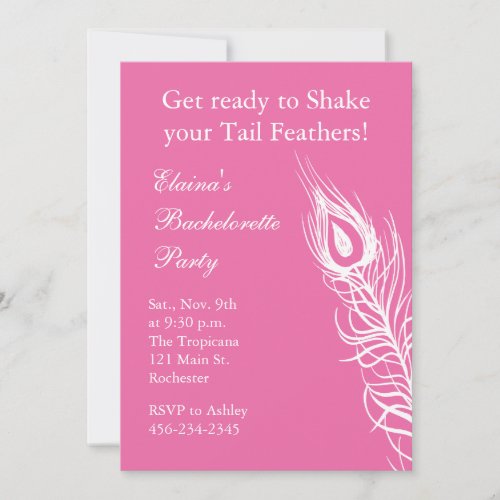 Shake your Tail Feathers Bachelorette fuchsia Invitation