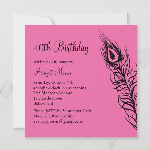 Shake Your Tail Feathers Birthday Invite (fuchsia)