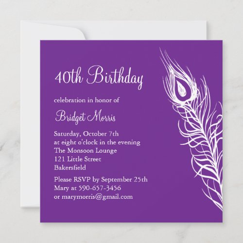 Shake Your Tail Feathers Birthday Invite purple