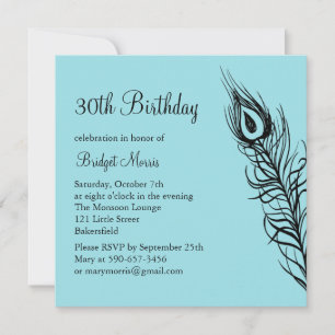 Shake Your Tail Feathers Birthday Invite turquoise