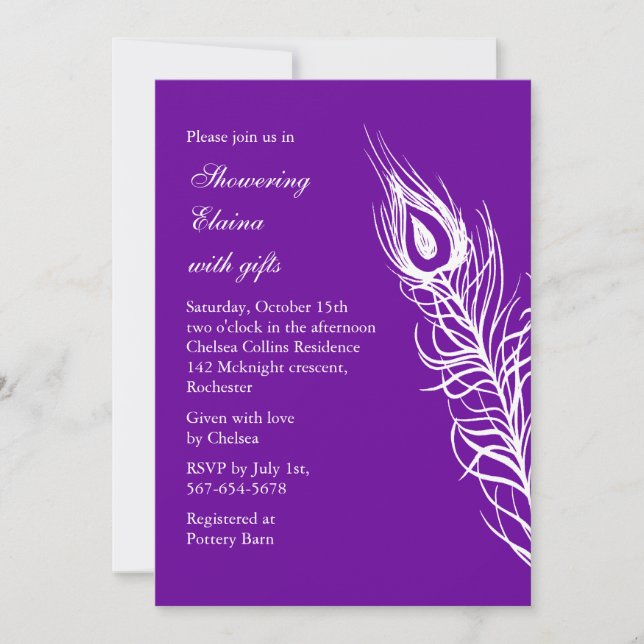 Shake your Tail Feathers Bridal Shower (violet) Invitation (Front)