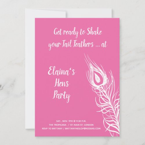Shake your Tail Feathers Hens Party pink Invitation