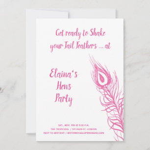Shake your Tail Feathers Hens Party pink & white Invitation