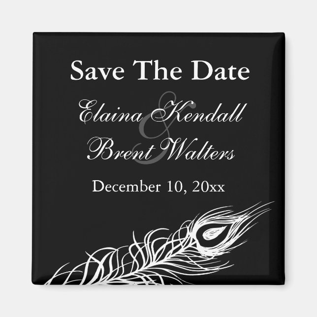 Shake your Tail Feathers Save the Date (black) Magnet (Front)