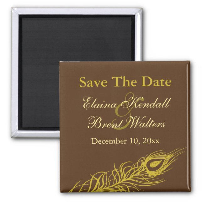 Shake your Tail Feathers Save the Date (gold) Magnet (Front)