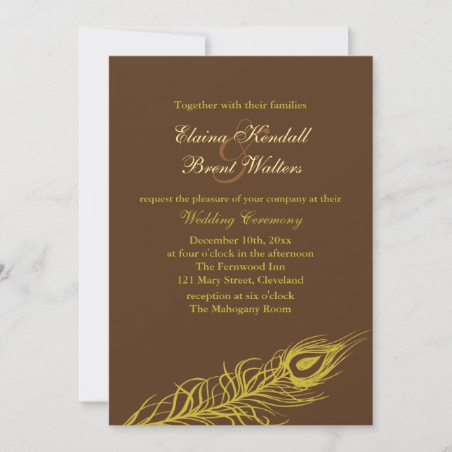 Shake your Tail Feathers Wedding Invitation brown (Front)