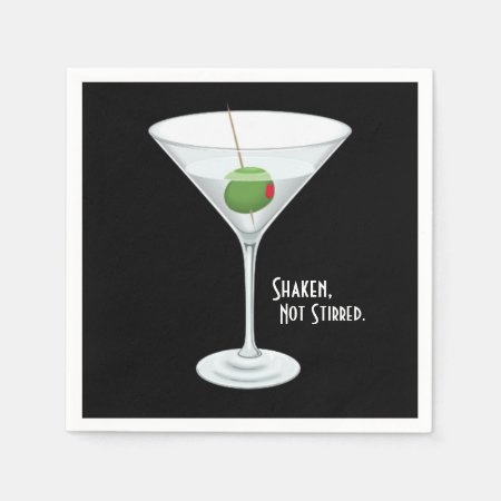 Shaken Not Stirred Vodka Martini Cocktail Drink Napkins