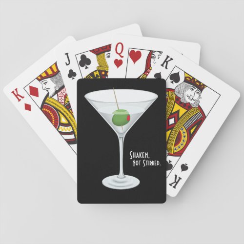 Shaken Not Stirred Vodka Martini Glass Cocktail Poker Cards