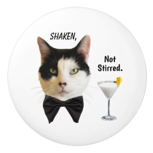 "Shaken, Not Stirred" White Ceramic Knob