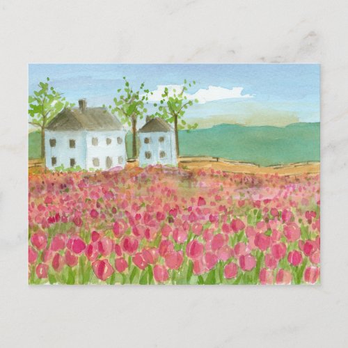 Shaker House Tulips Fields Moving Announcement Postcard