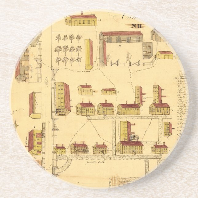 SHAKER VILLAGE MAP, 1849 DRINK COASTER (Front)