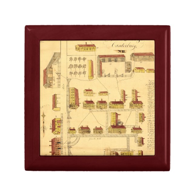 SHAKER VILLAGE MAP, 1849 KEEPSAKE BOX (Front)