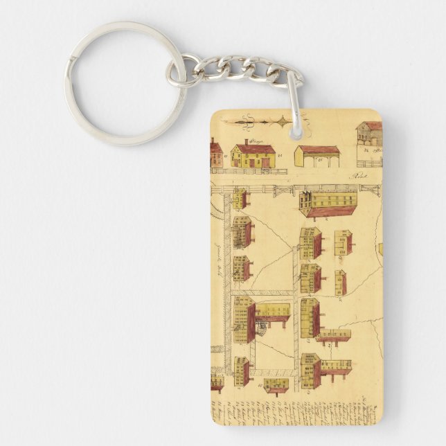 SHAKER VILLAGE MAP, 1849 KEYCHAIN (Front)
