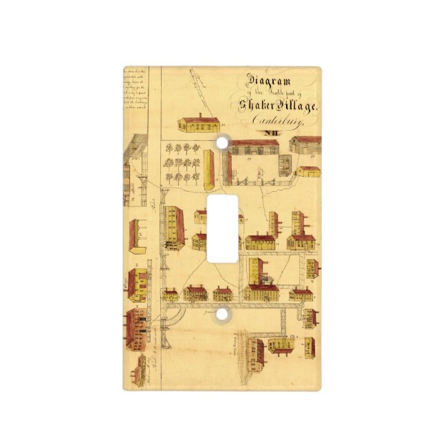 SHAKER VILLAGE MAP, 1849 LIGHT SWITCH COVER (Front)