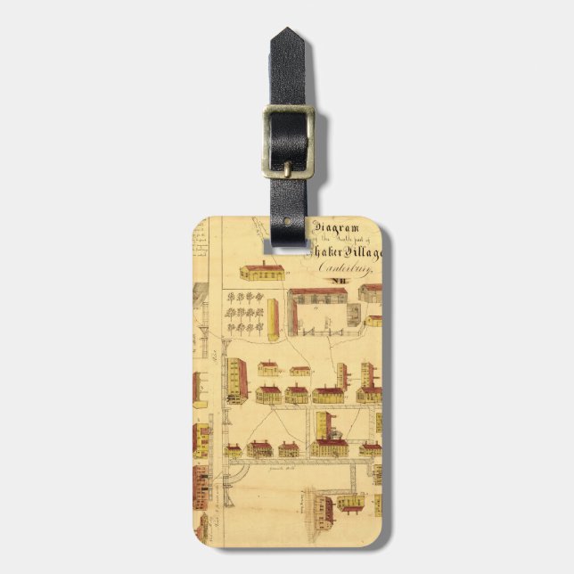 SHAKER VILLAGE MAP, 1849 LUGGAGE TAG (Front Vertical)