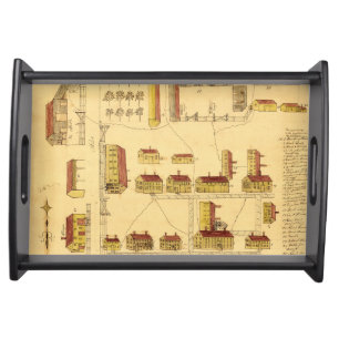 SHAKER VILLAGE MAP, 1849 SERVING TRAY