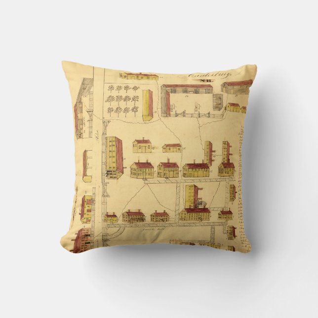 SHAKER VILLAGE MAP, 1849 THROW PILLOW (Front)