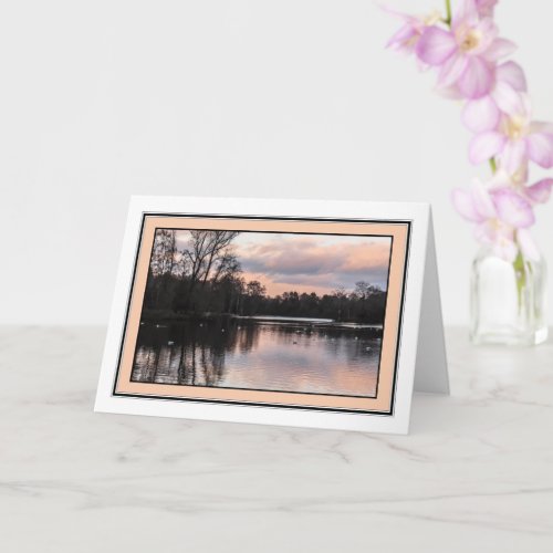 Shakerley Mere in the evening Greetings Card