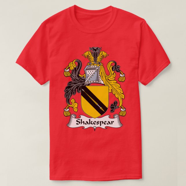 Shakespear Coat of Arms Family Crest  T-Shirt (Design Front)