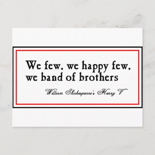 Shakespeare Band of Brothers Postcard