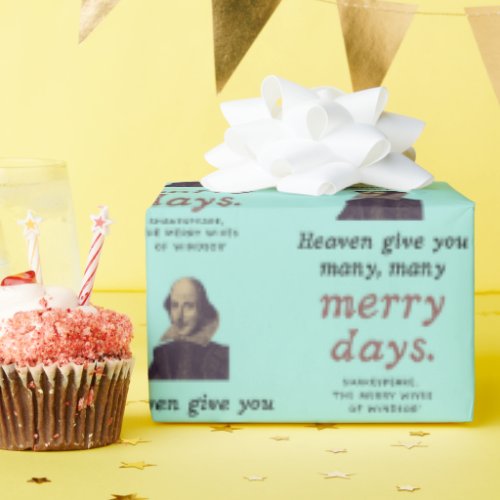 Shakespeare Birthday Cute Scholarly Dark Academia  Wrapping Paper