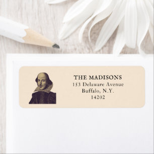 Shakespeare Bookish Elegant Blue Return Address Label