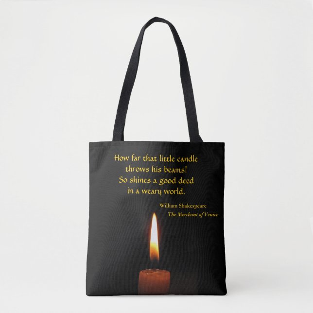 Shakespeare  Candle Flame Quotation Tote Bag (Front)
