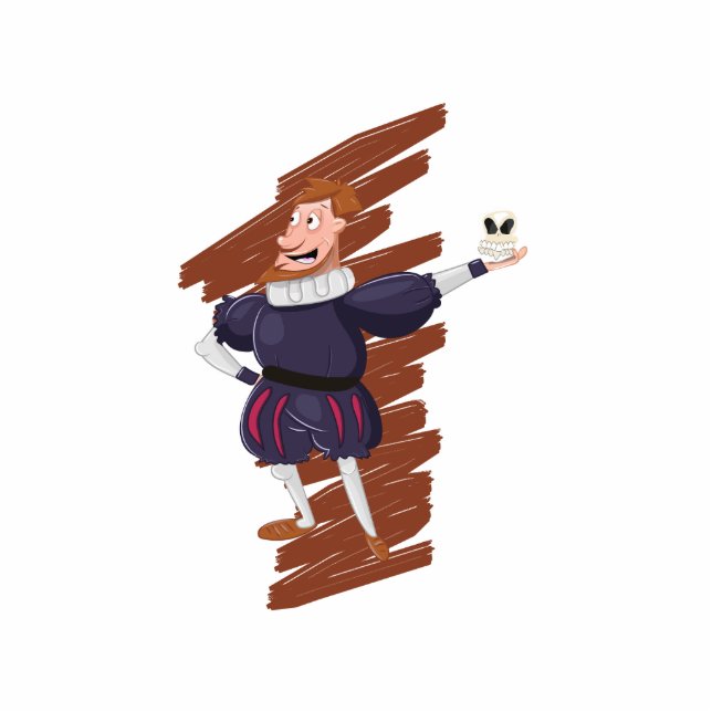 Shakespeare Cartoon Actor. Cutout (Front)