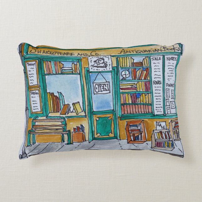 Shakespeare & Co. Bookstore | Seine, Paris Accent Pillow (Front)