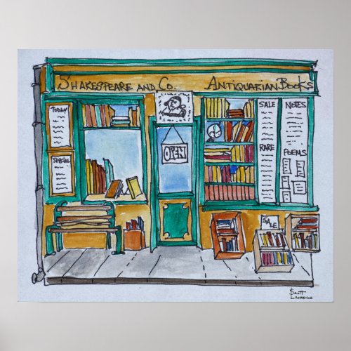 Shakespeare  Co Bookstore  Seine Paris Poster