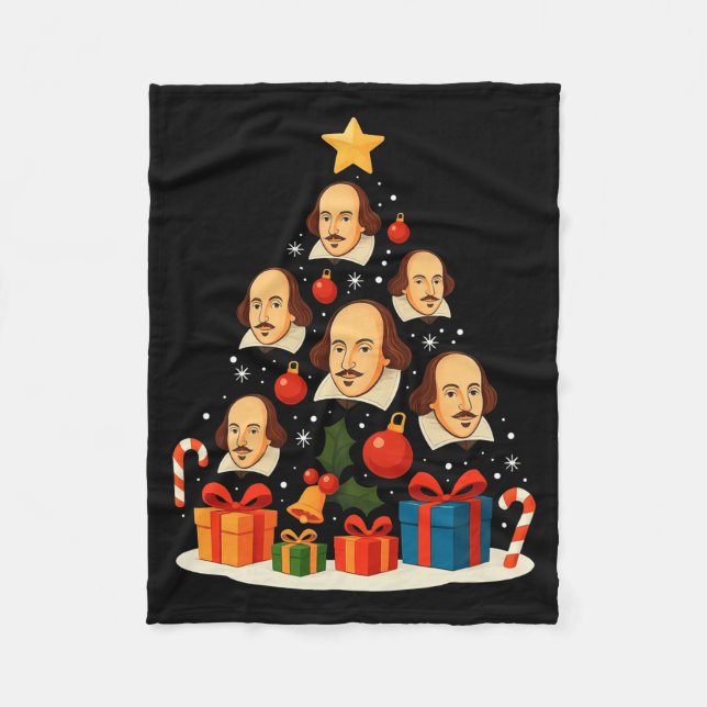 Shakespeare English Literature Christmas Tree Xmas Fleece Blanket (Front)
