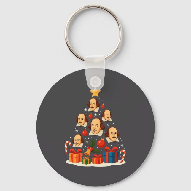 Shakespeare English Literature Christmas Tree Xmas Keychain (Front)