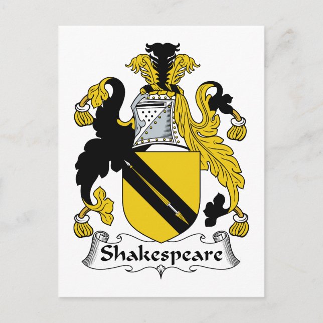Shakespeare Family Crest Postcard (Front)