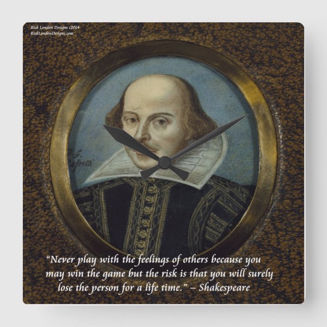 Shakespeare & Famous Feelings Quote Wall Clock (Front)