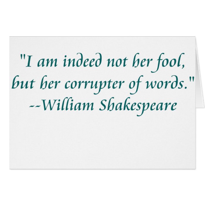 Shakespeare fool words card