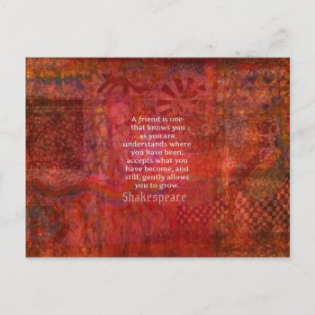 Shakespeare Friendship Quote Postcard by shakespearequotes at Zazzle