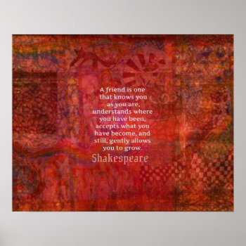 Shakespeare Friendship Quote Poster by shakespearequotes at Zazzle