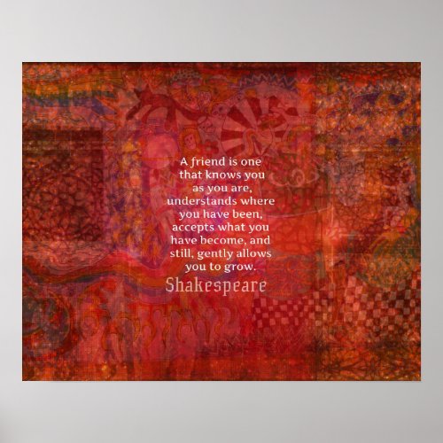 Shakespeare FRIENDSHIP Quote Poster