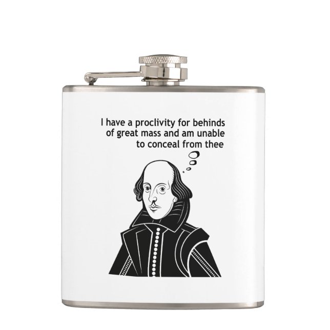 Shakespeare Funny Quote Flask (Front)