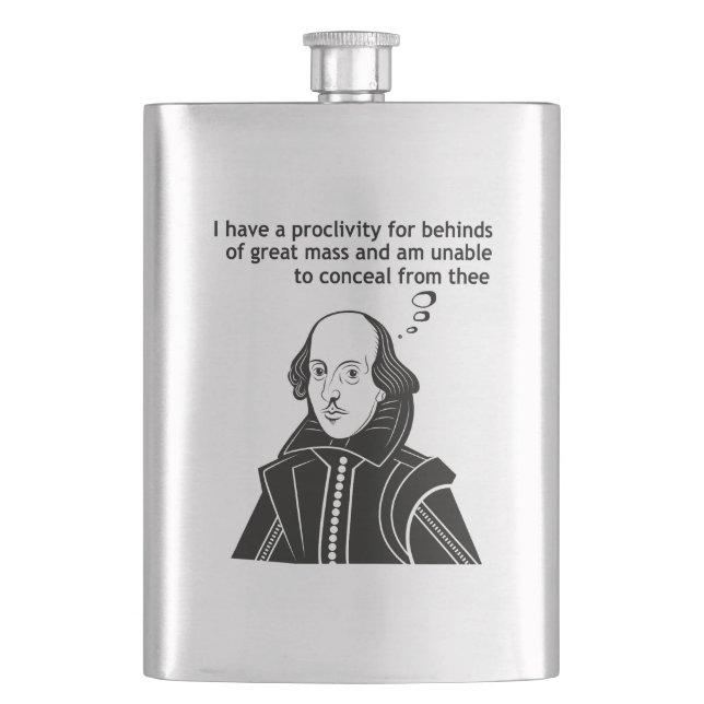 Shakespeare Funny Quote Flask (Front)