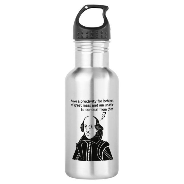 Shakespeare Funny Quote Stainless Steel Water Bottle (Front)